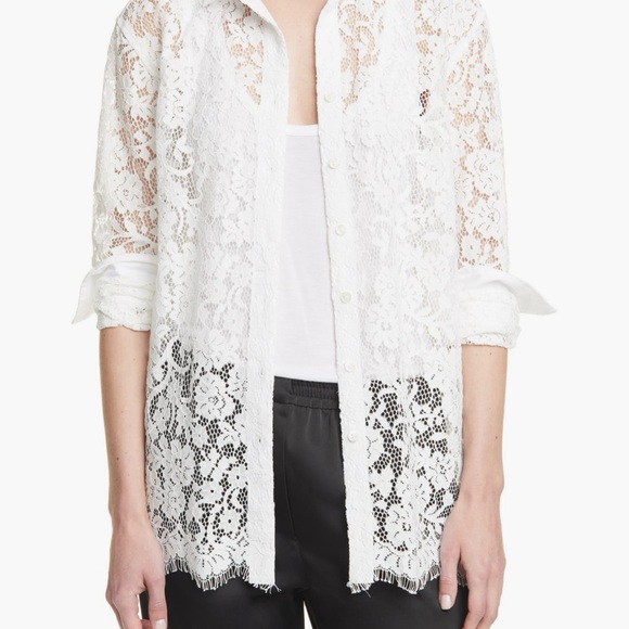 ATM Anthony Thomas Melillo White Lace Button Down Shirt - Picture 1 of 2